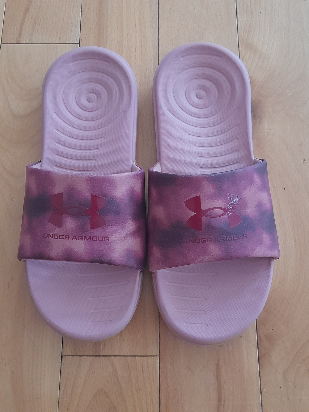 Under Armour Pink Tie-Dye Slide Sandals